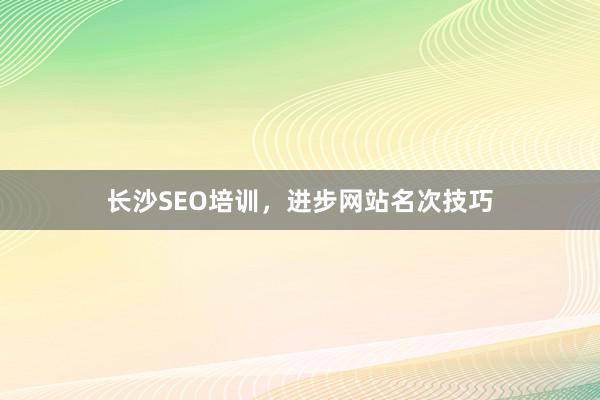 长沙SEO培训，进步网站名次技巧