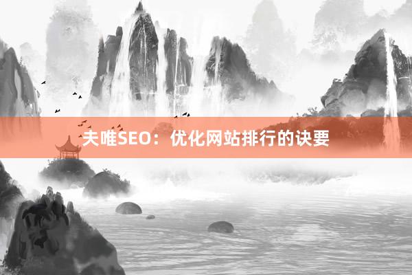 夫唯SEO：优化网站排行的诀要